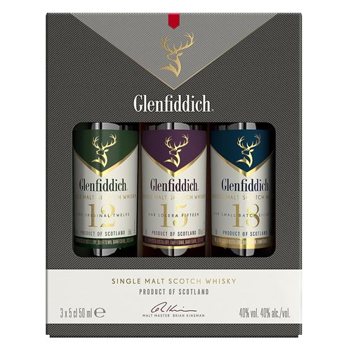 Glenfiddich The Family Collection Single Malt Scotch Whisky Gift Set 3 x 5cl - Celebrate in Style